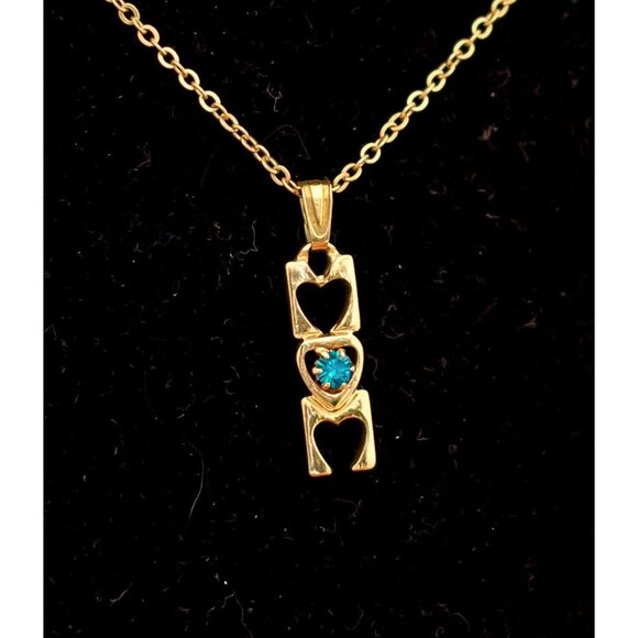 Vintage Mom Necklace Gold Tone Letter Mothers Day By Avon 18 Inches Long - F7 - Picture 3 of 4